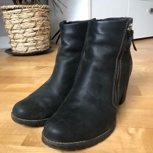 Gorgeous Clarks Leather Bootie with Chunky Heel